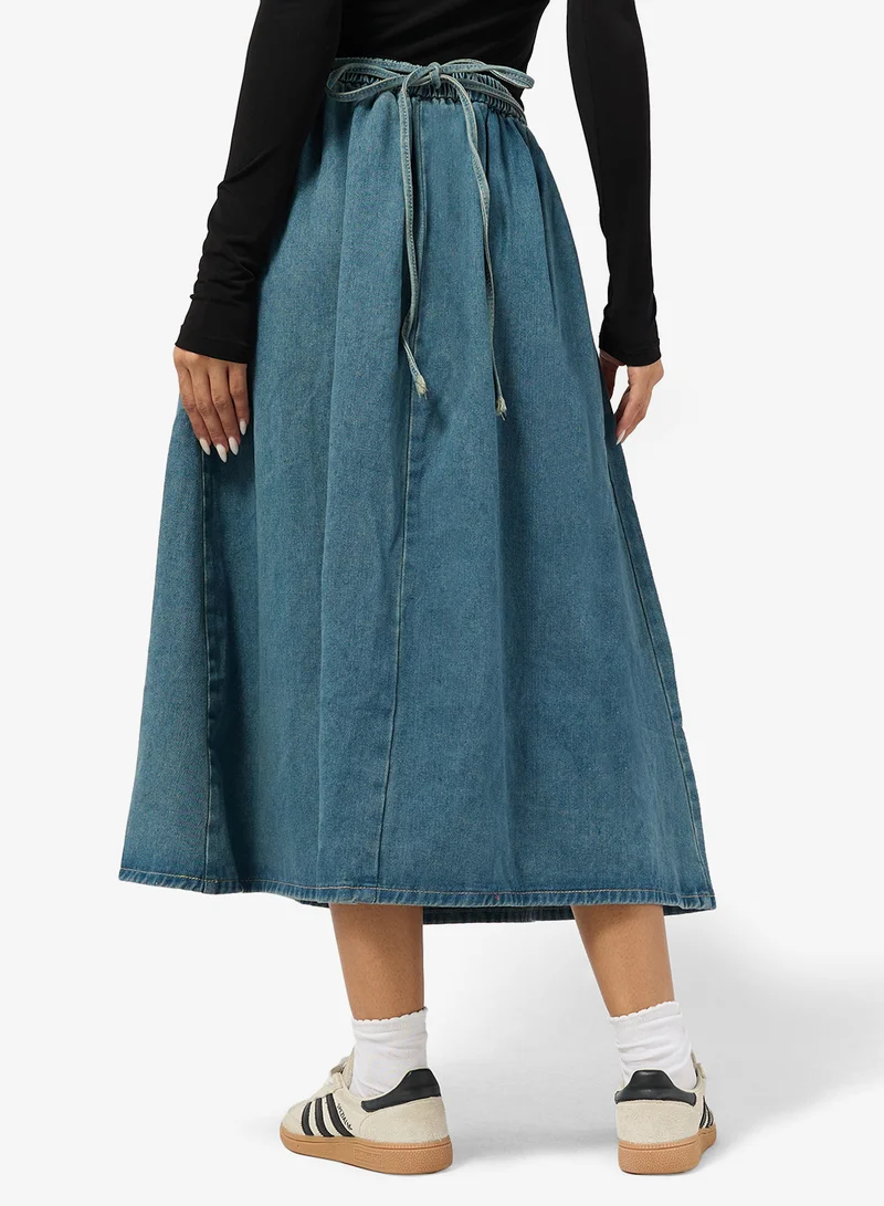 Ginger Denim A Line Maxi Skirt